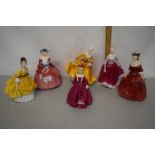 A group of six Royal Doulton and Worcester figurines