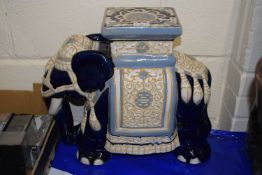 Pottery stool or jardiniere stand formed as an elephant