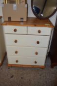 Modern pine and cream painted five drawer bedroom chest