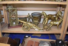 Mixed Lot:Various brass wares to include model animals, model cannon, small coal mining ornament