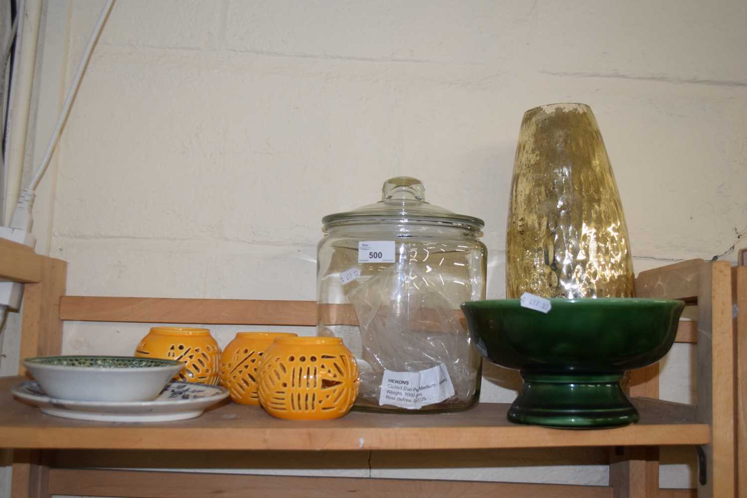 Mixed Lot: Glass sweet jar, various assorted vases and other ceramics