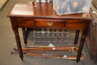 Modern hardwood hall table on turned legs