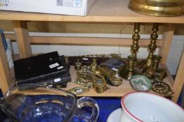Mixed Lot: Various brass wares, cased cutlery and other items
