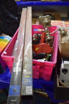 A box of various house clearance sundries