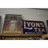 A small enamel sign marked Lyons Tea and a reproduction Colmans Mustard sign (2)