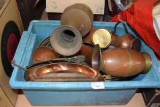 Box of various copper and brass items