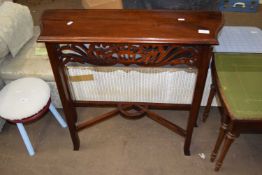 Reproduction hardwood hall table with fretwork decoration