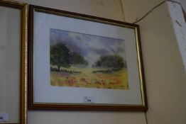 Carter, watercolour study of poppy fields, framed and glazed