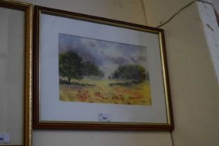Carter, watercolour study of poppy fields, framed and glazed
