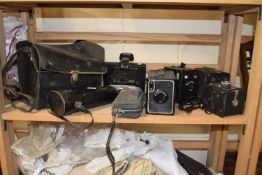 A collection of various vintage box cameras to include portrait brownie, Full-Vue Super plus various