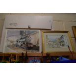 David Russell, study of a locomotive, watercolour, unframed plus a further David Russell