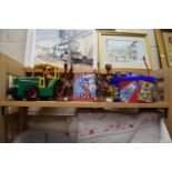 Mixed Lot: Toy tractor, various other children's toys, small carved African figures
