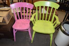 Two painted kitchen chairs