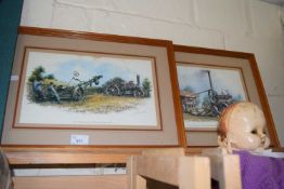 Two coloured prints of traction engines