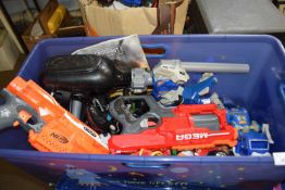 Box of various children's toys to include Nerf guns and others