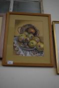 Florence Gardener, Tumbling Russet Apples, pastel, framed and glazed