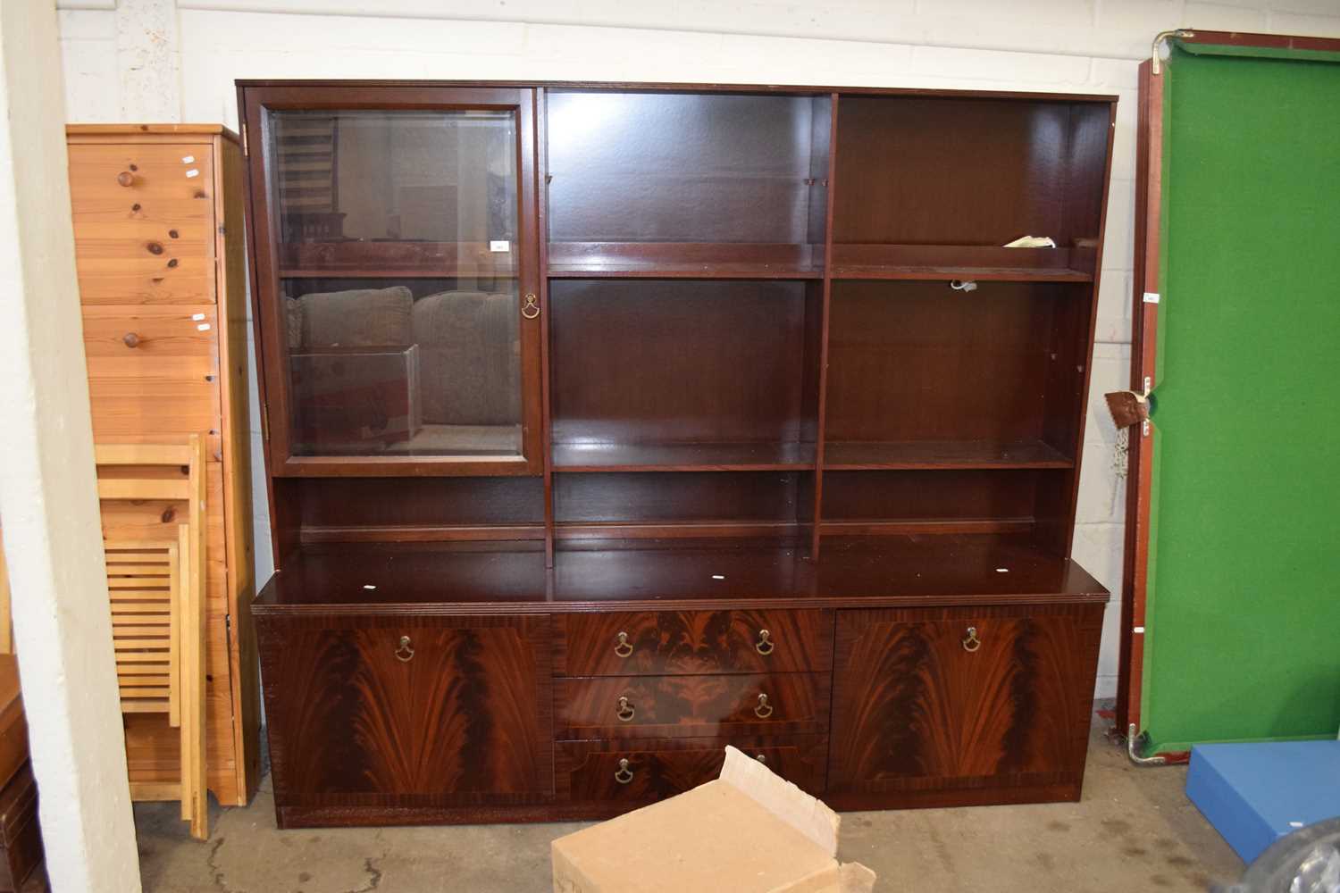 A mahogany veneered lounge display cabinet