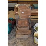 Five vintage wooden crates