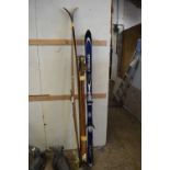 Mixed lot of skis an ski poles