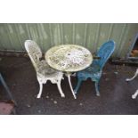 Cast bistro set consisting of table and two chairs