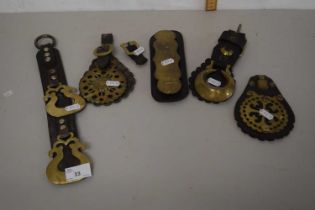 Quantity of horse brasses on leather straps