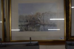 A print of a lake scene signed Tony Garner