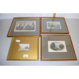 A group of four framed prints, views of Richmond Bridge and Newgate Old Bailey