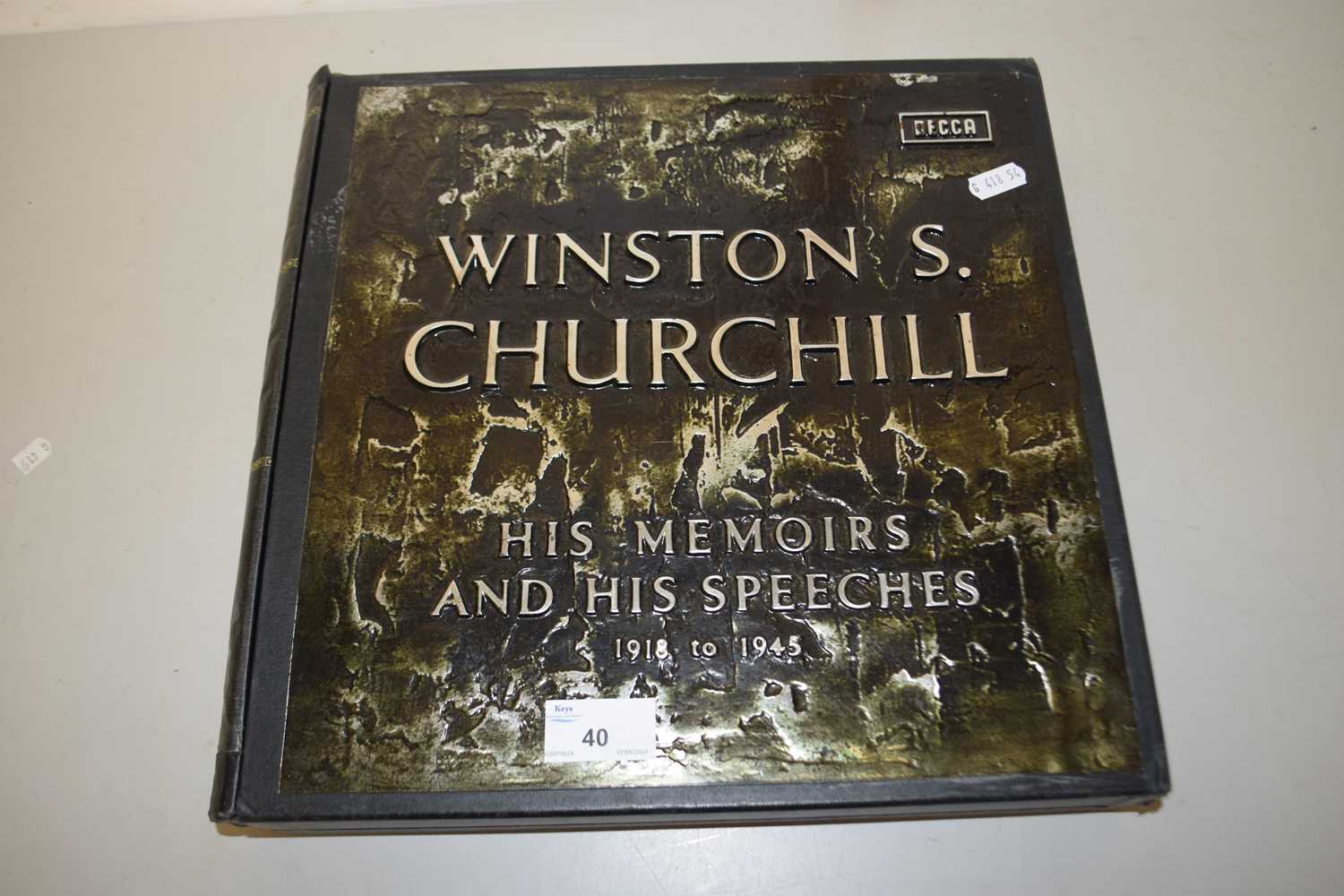 A boxed set of Winston Churchill, His Memoirs and His Speeches, 1918-1945, produced by Decca in