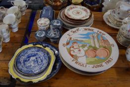 Group of ceramics, large dishes, blue and white designs and other items