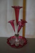 A Victorian cranberry epergne