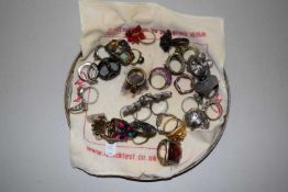 Small box containing a quantity of costume jewellery rings