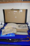 A quantity of Victorian engravings and sketch book with pencil drawings by G B Pinnyln