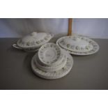 A quantity of Minton china wares in the Spring Valley pattern comprising five large dinner plates,