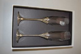 Two boxed champagne flutes made by Vera Wang for Wedgwood