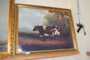 Oil on board of naive school, model of a bull