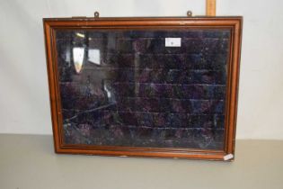 A glass display case with wooden frame, 50cm long
