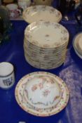 Quantity of continental porcelain china including a tazza and twelve plates together with a Minton