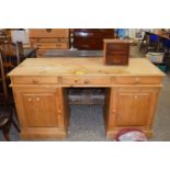 A modern waxed pine dressing table or narrow desk, length approx 153cm