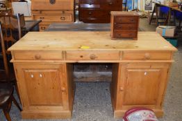 A modern waxed pine dressing table or narrow desk, length approx 153cm