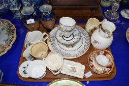Tray containing a quantity of ceramics, two Doulton vases, (one a/f) together with other china