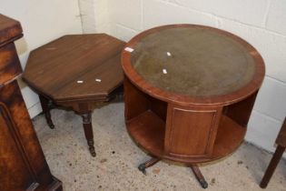 Small octagonal occasional table together with a revolving bookcase