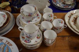 Royal Albert tea wares to include side plates, serving dish, cups and saucers in the Barbara Ann