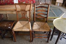 Two various cane seated chairs