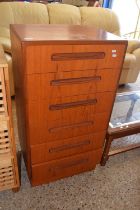 A teak finish late 20th Century chest of six drawers, width approx 56cm