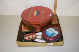 Box containing a quantity of vintage tins
