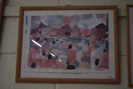 Framed abstract watercolour entitled St German