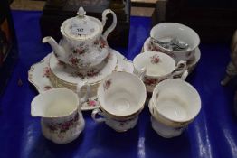 A Royal Albert tea set in the Lavender Rose pattern