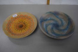 A Poole Pottery dish in the Aegean pattern together with a large Denby ware dish