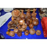 Large quantity of Treen wares, vases, bowls etc