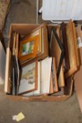 Box containing a large quantity of various small framed pictures
